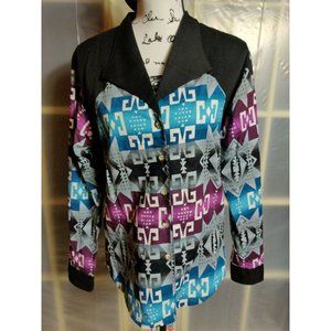 Vtg Rough Rider Circle T Pink Purple Geometric Blouse Cut 951 Style3138 …